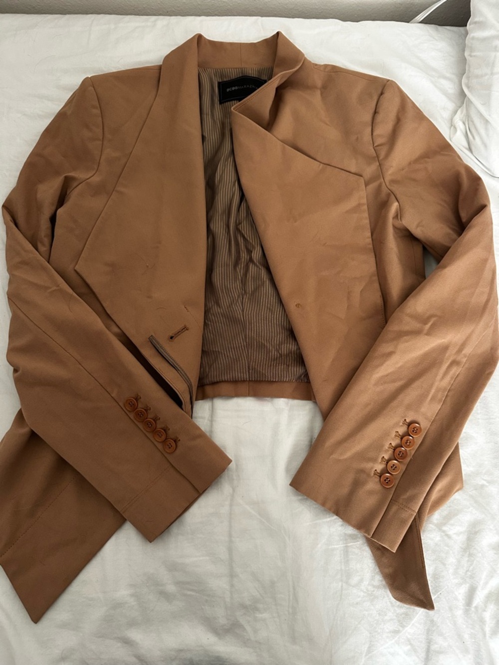 BCBGMaxAzria Cropped Camel Blazer